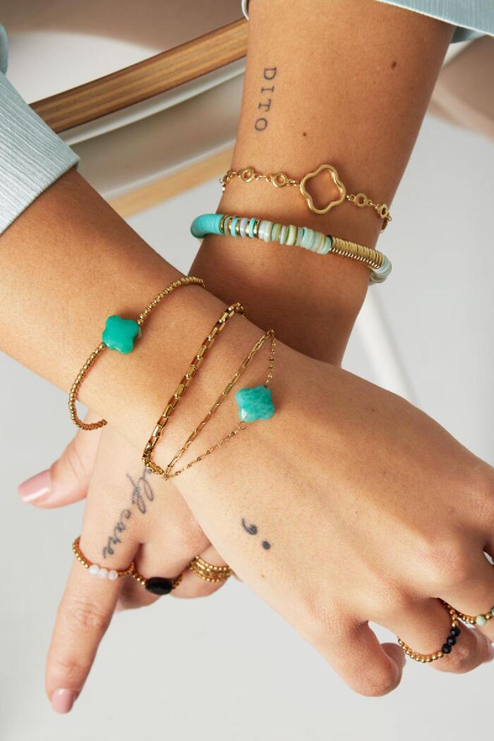 Dubbele armband met klaver - Natuurstenen