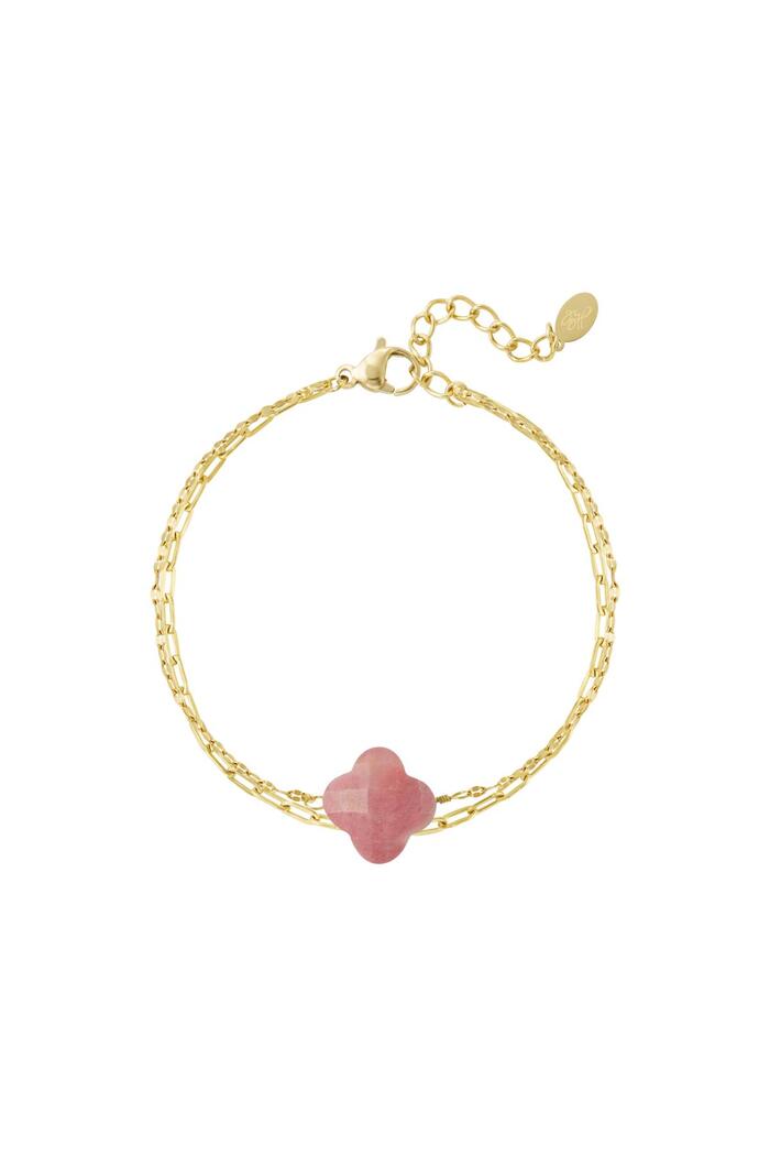 Dubbele armband met klaver - Natuurstenen