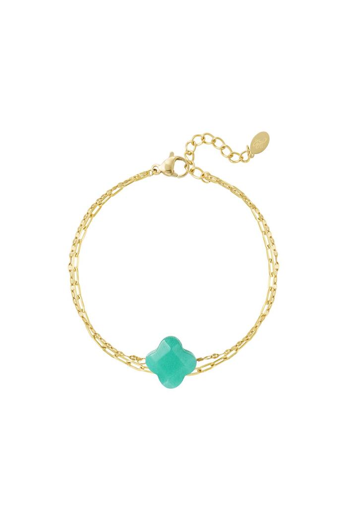 Dubbele armband met klaver - Natuurstenen