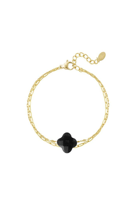 Dubbele armband met klaver - Natuurstenen