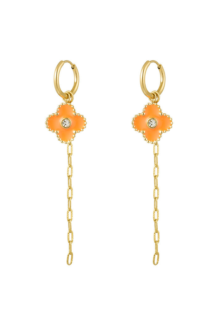 Oorbel klaver met ketting